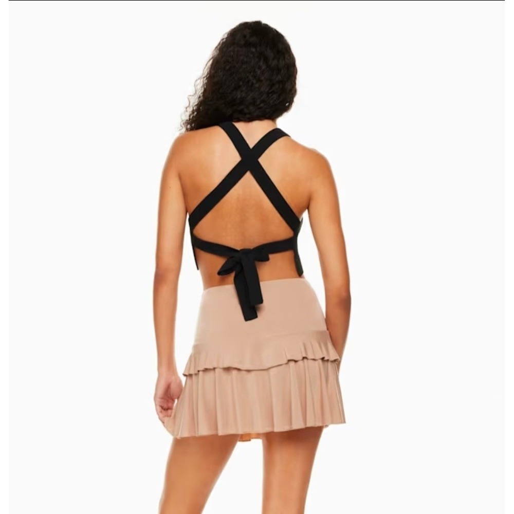 Wilfred Aritzia Women Small Black Cayenne Knit Tank Top Open Back Tie Cropped